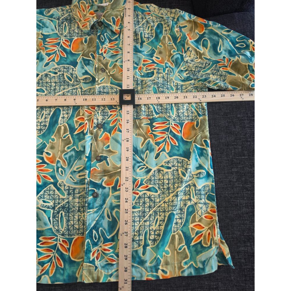 Vintage The Territory Ahead Mens L Abstract Hawaiian Shirt Tropical Rayon Teal - Picture 8 of 8